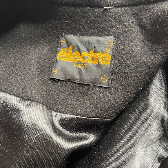 Vintage ELECTRE PARIS Black Virgin Wool Coat - Picture 6 of 13
